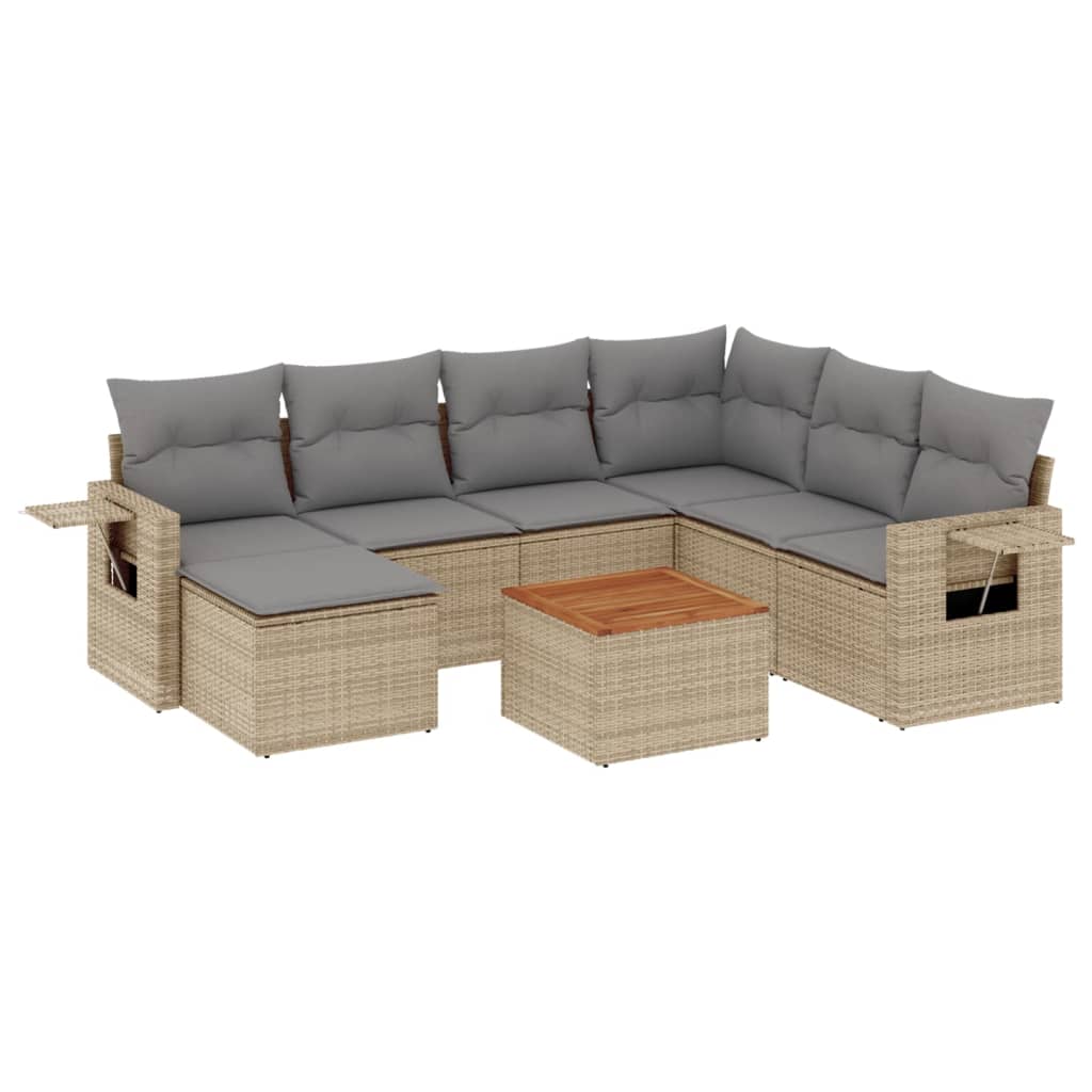 vidaXL Set canapele de grădină, 8 piese, cu perne, bej, poliratan vidaXL Set canapele de grădină, 8 piese, cu perne, bej, poliratan