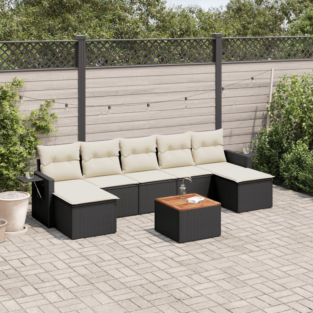vidaXL Set mobilier de grădină cu perne, 8 piese, negru, poliratan vidaXL Set mobilier de grădină cu perne, 8 piese, negru, poliratan
