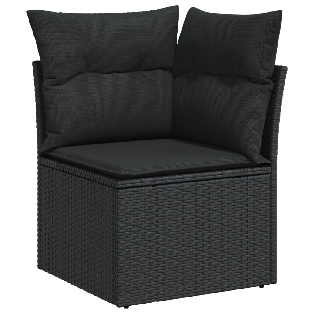 vidaXL Set mobilier de grădină cu perne, 9 piese, negru, poliratan vidaXL Set mobilier de grădină cu perne, 9 piese, negru, poliratan
