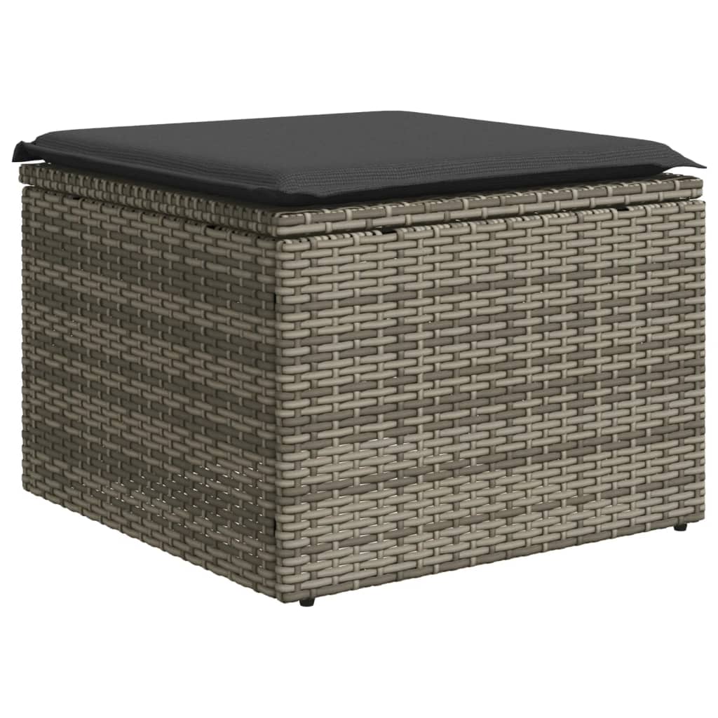 vidaXL Set canapele de grădină, 9 piese, cu perne, gri, poliratan vidaXL Set canapele de grădină, 9 piese, cu perne, gri, poliratan