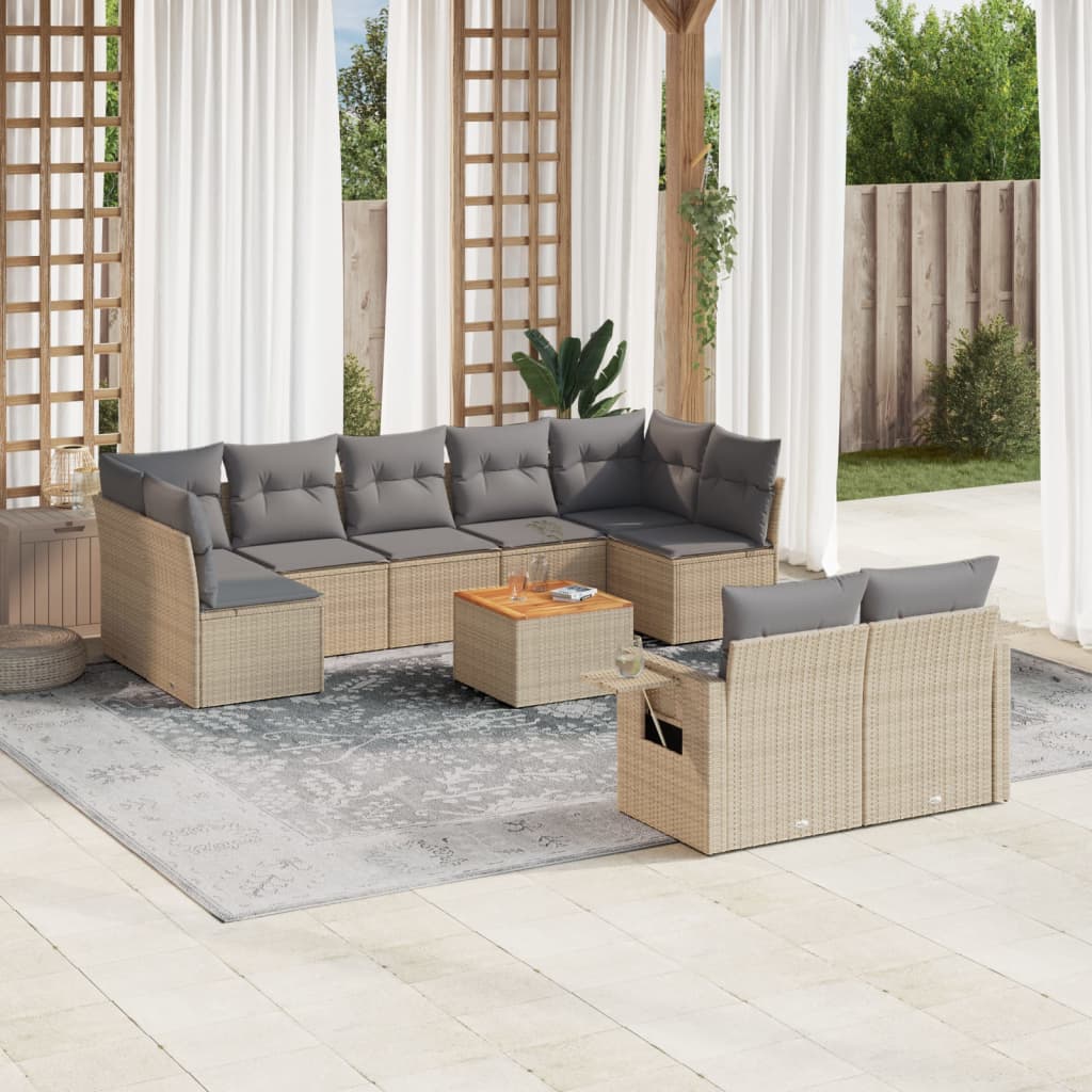 vidaXL Set canapele de grădină cu perne, 10 piese, bej, poliratan vidaXL Set canapele de grădină cu perne, 10 piese, bej, poliratan