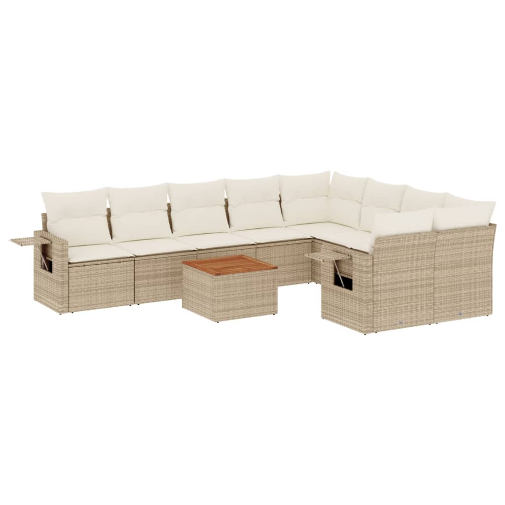 vidaXL Set canapele de grădină cu perne, 10 piese, bej, poliratan vidaXL Set canapele de grădină cu perne, 10 piese, bej, poliratan
