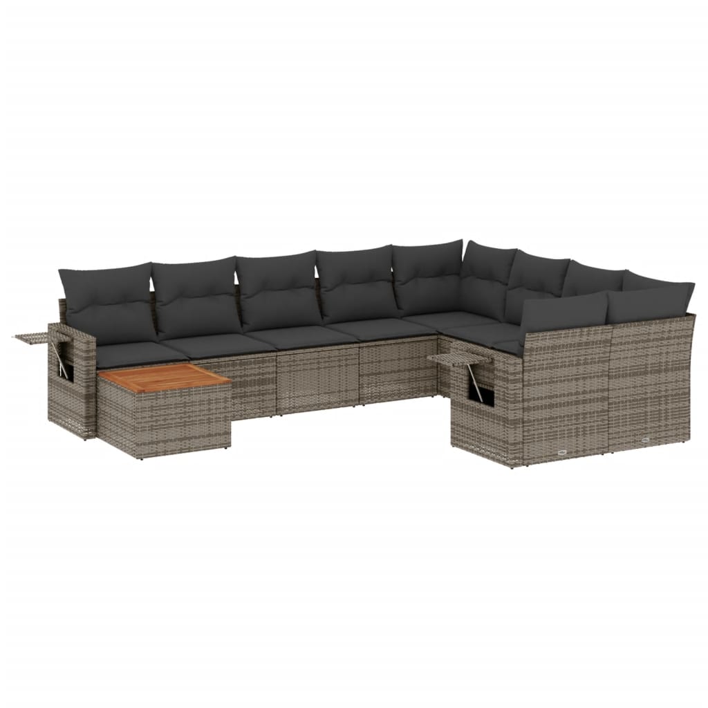 vidaXL Set mobilier de grădină cu perne, 10 piese, gri, poliratan vidaXL Set mobilier de grădină cu perne, 10 piese, gri, poliratan
