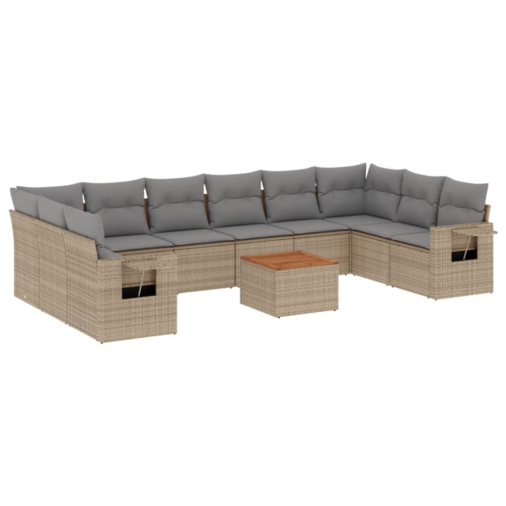 vidaXL Set canapele de grădină cu perne, 11 piese, bej, poliratan vidaXL Set canapele de grădină cu perne, 11 piese, bej, poliratan