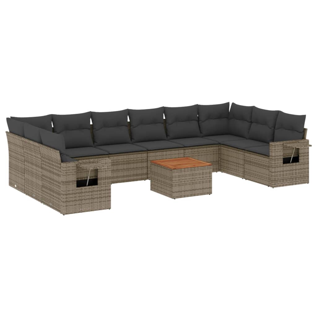 vidaXL Set canapele de grădină cu perne, 11 piese, gri, poliratan vidaXL Set canapele de grădină cu perne, 11 piese, gri, poliratan