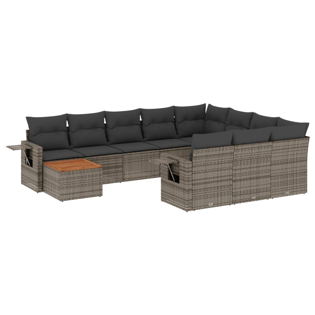 vidaXL Set canapele de grădină cu perne, 11 piese, gri, poliratan vidaXL Set canapele de grădină cu perne, 11 piese, gri, poliratan