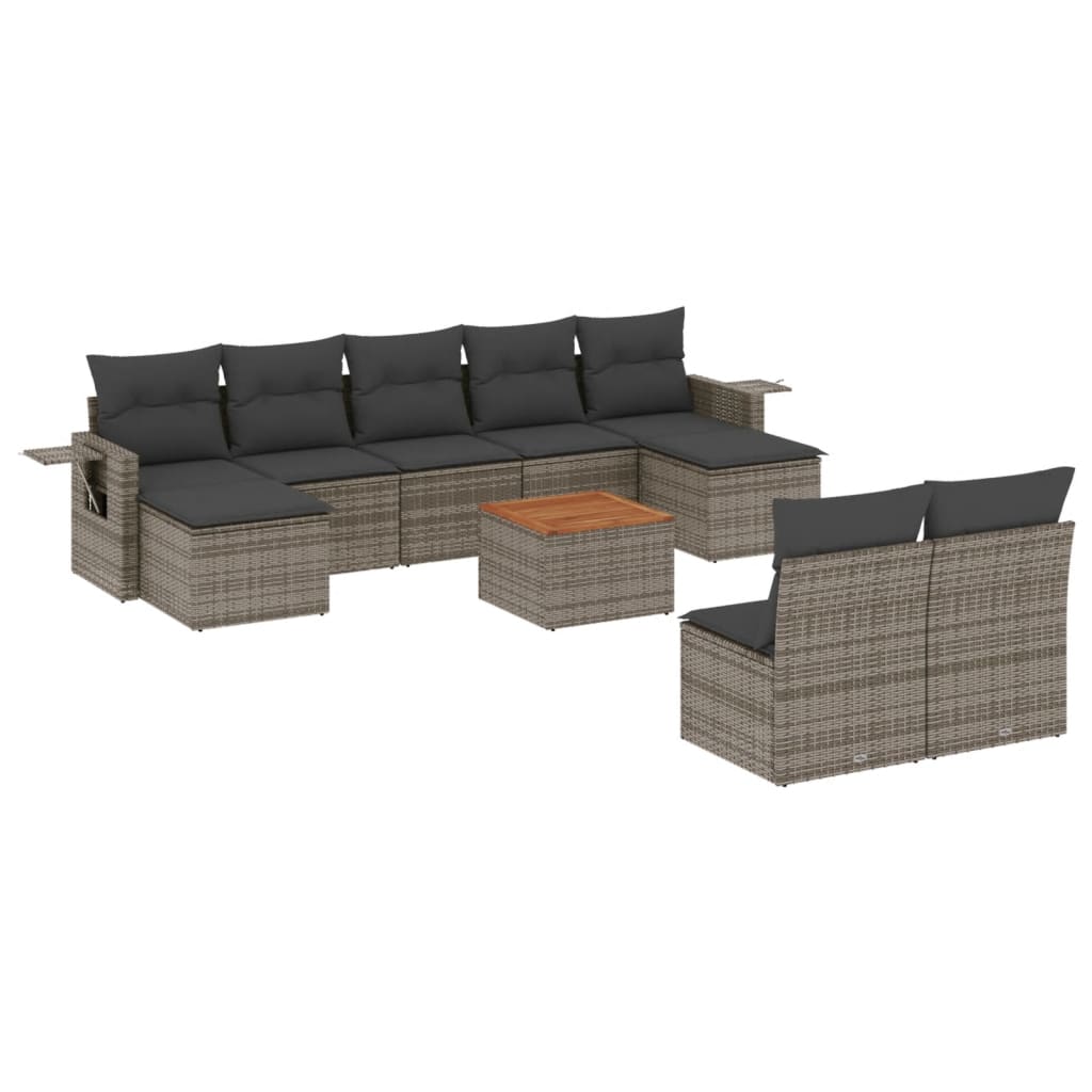 vidaXL Set mobilier de grădină cu perne, 10 piese, gri, poliratan vidaXL Set mobilier de grădină cu perne, 10 piese, gri, poliratan