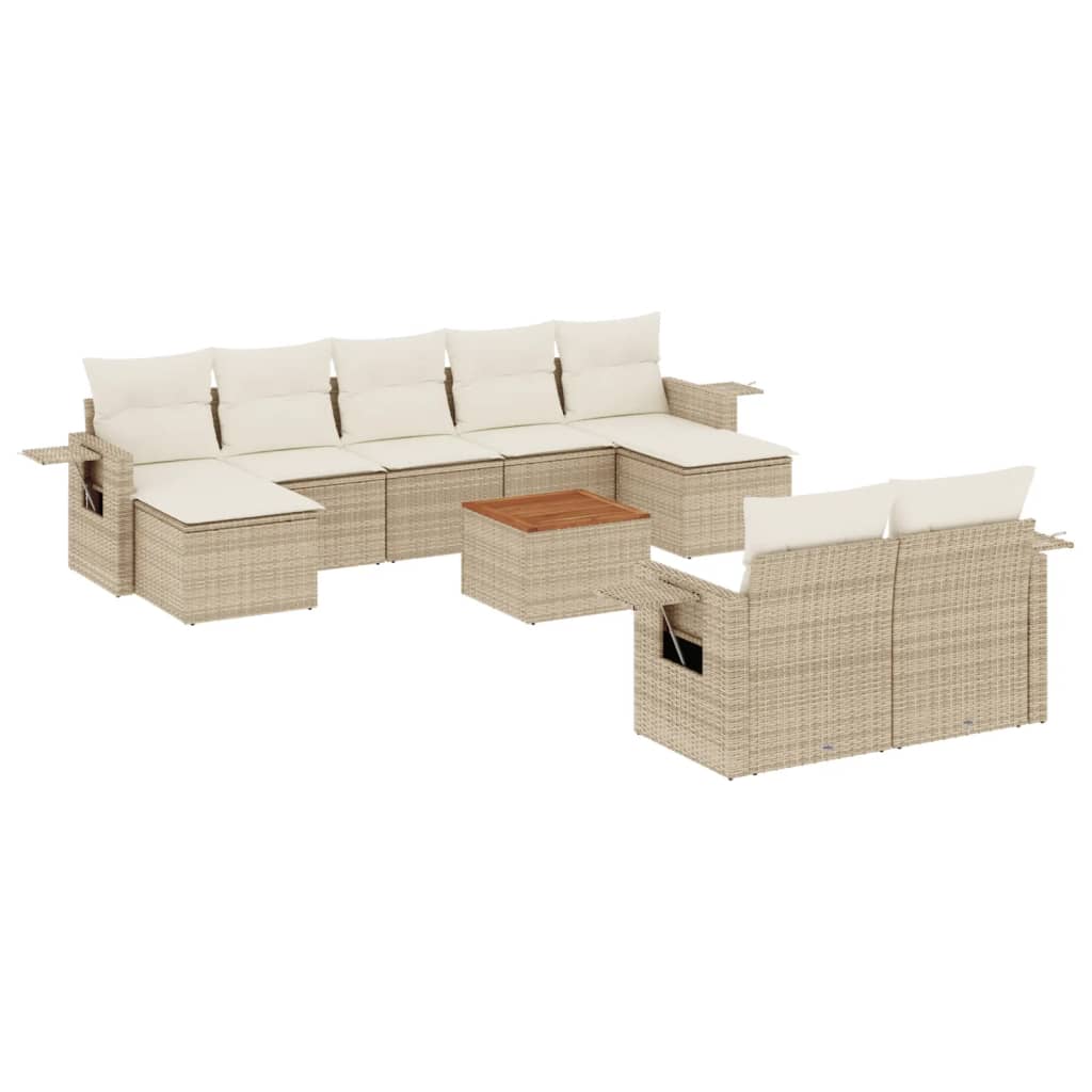 vidaXL Set canapele de grădină cu perne, 10 piese, bej, poliratan vidaXL Set canapele de grădină cu perne, 10 piese, bej, poliratan