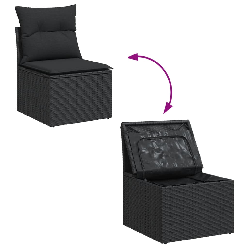 vidaXL Set canapele de grădină, 12 piese, cu perne, negru, poliratan vidaXL Set canapele de grădină, 12 piese, cu perne, negru, poliratan
