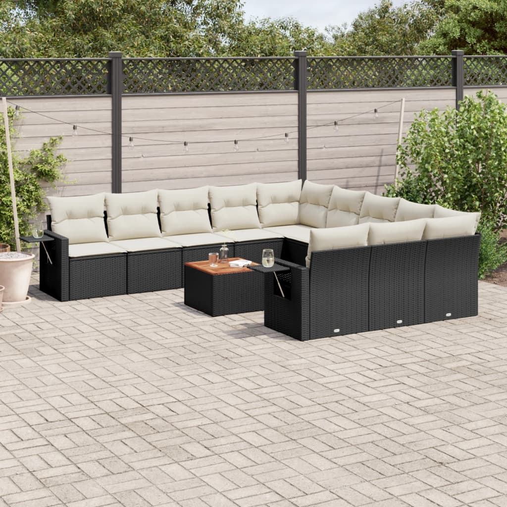 vidaXL Set canapele de grădină, 12 piese, cu perne, negru, poliratan vidaXL Set canapele de grădină, 12 piese, cu perne, negru, poliratan