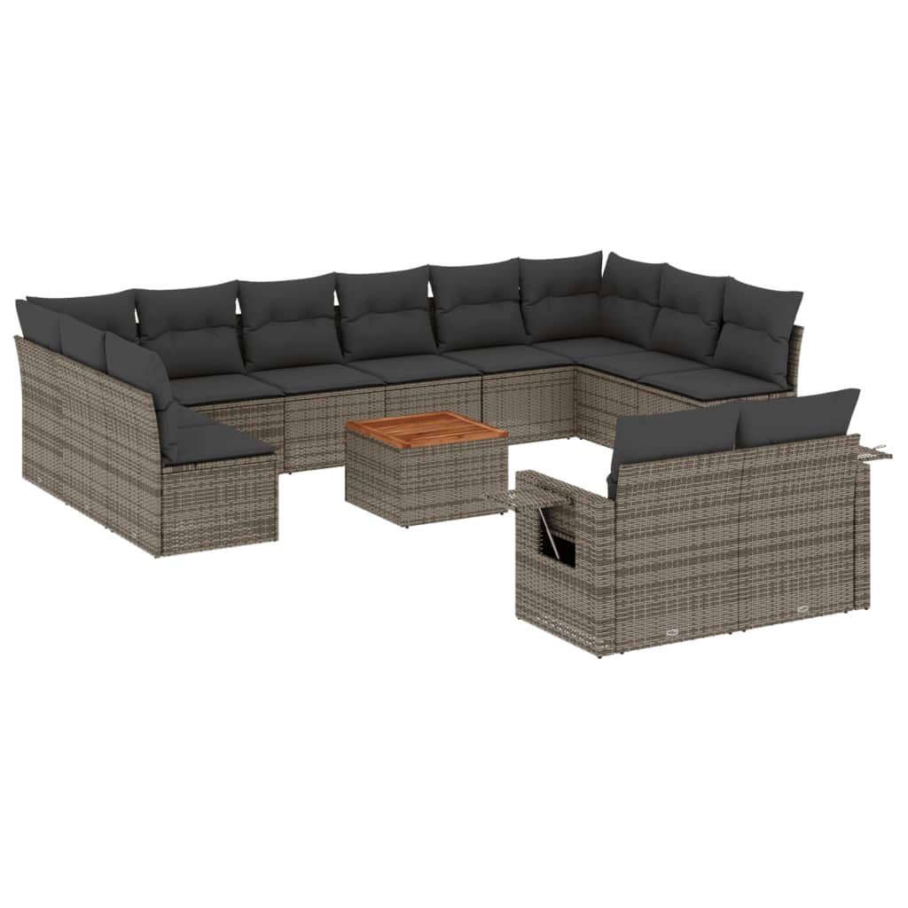 vidaXL Set mobilier de grădină cu perne, 13 piese, gri, poliratan vidaXL Set mobilier de grădină cu perne, 13 piese, gri, poliratan