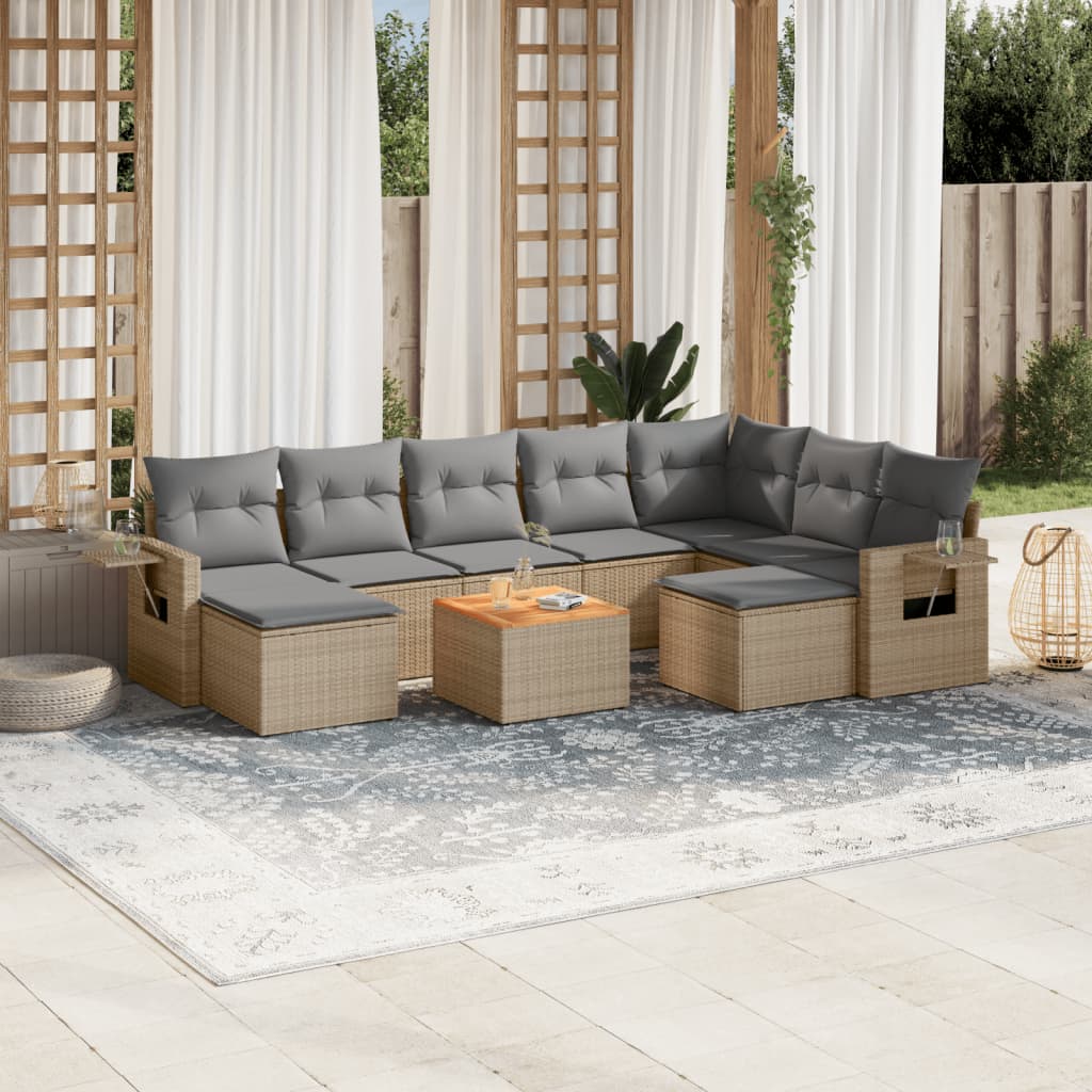 vidaXL Set canapele de grădină cu perne, 10 piese, bej, poliratan vidaXL Set canapele de grădină cu perne, 10 piese, bej, poliratan
