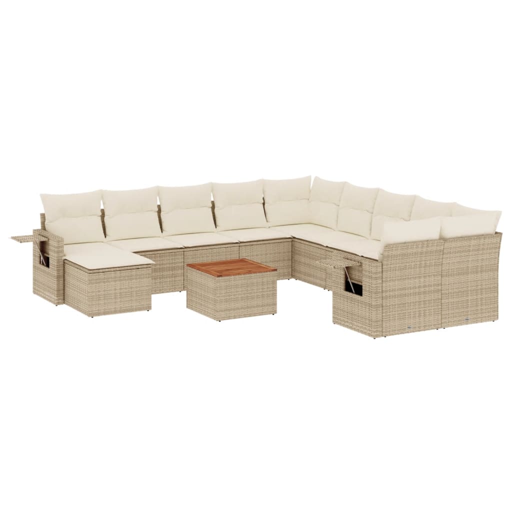 vidaXL Set canapele de grădină cu perne, 12 piese, bej, poliratan