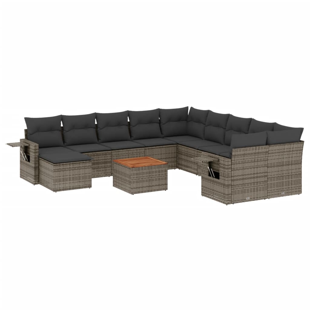vidaXL Set canapea de grădină cu perne, 12 piese, gri, poliratan vidaXL Set canapea de grădină cu perne, 12 piese, gri, poliratan
