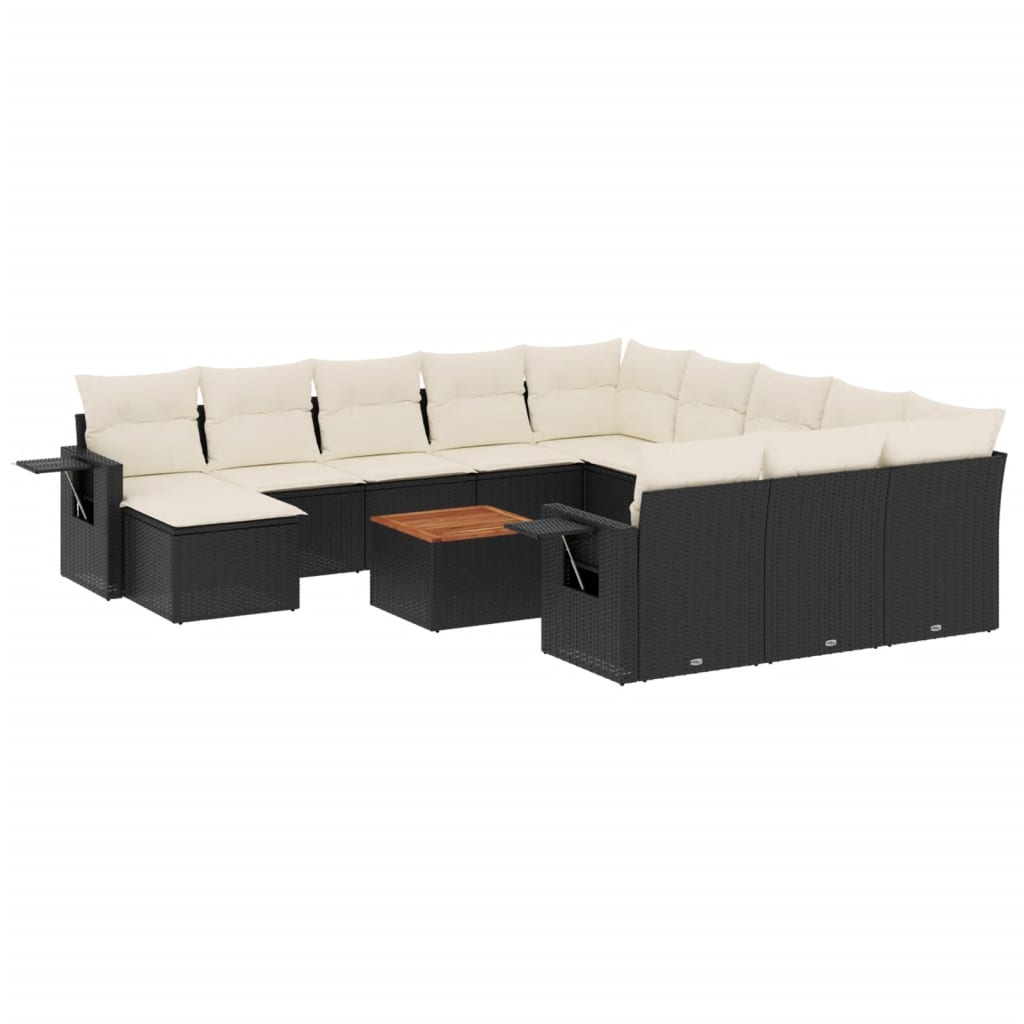 vidaXL Set mobilier de grădină cu perne, 13 piese, negru, poliratan vidaXL Set mobilier de grădină cu perne, 13 piese, negru, poliratan
