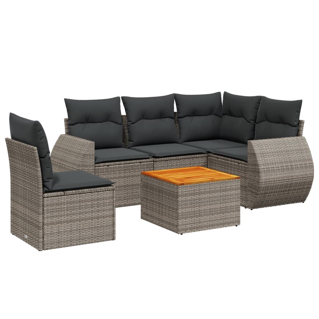 vidaXL Set mobilier grădină cu perne, 6 piese, gri, poliratan vidaXL Set mobilier grădină cu perne, 6 piese, gri, poliratan