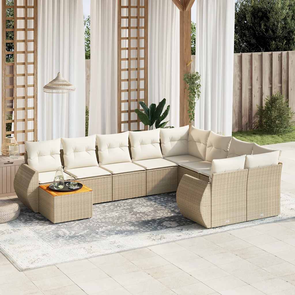 vidaXL Set canapele de grădină cu perne, 10 piese, bej, poliratan vidaXL Set canapele de grădină cu perne, 10 piese, bej, poliratan