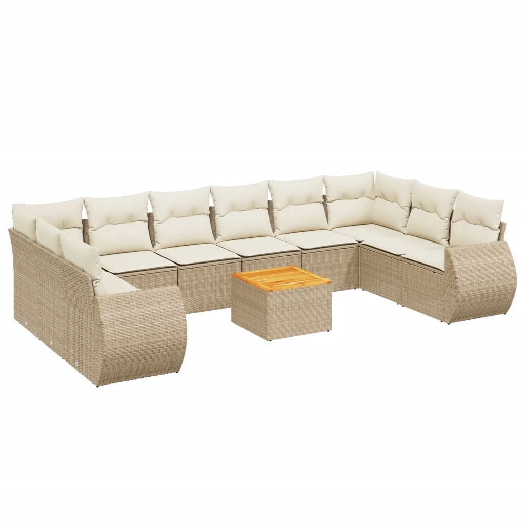 vidaXL Set canapele de grădină cu perne, 11 piese, bej, poliratan vidaXL Set canapele de grădină cu perne, 11 piese, bej, poliratan