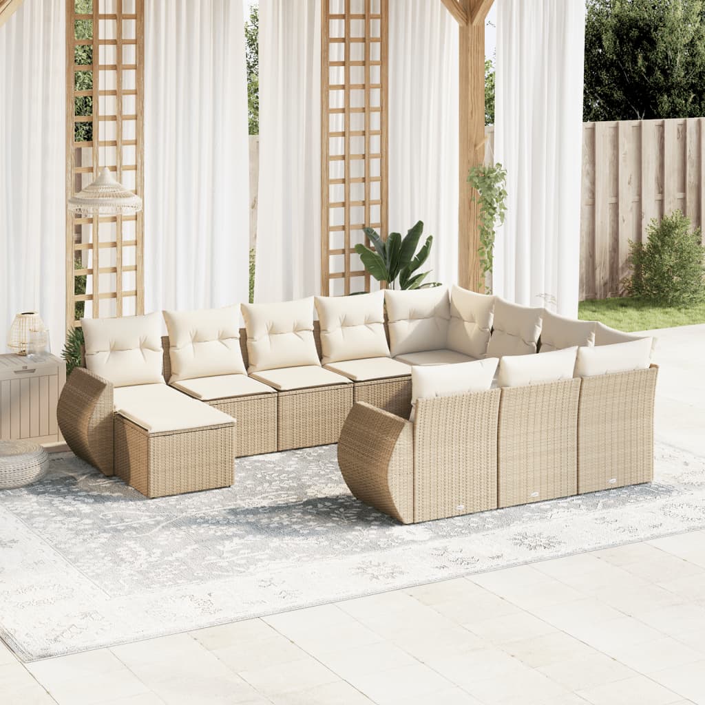 vidaXL Set canapele de grădină cu perne, 11 piese, bej, poliratan vidaXL Set canapele de grădină cu perne, 11 piese, bej, poliratan