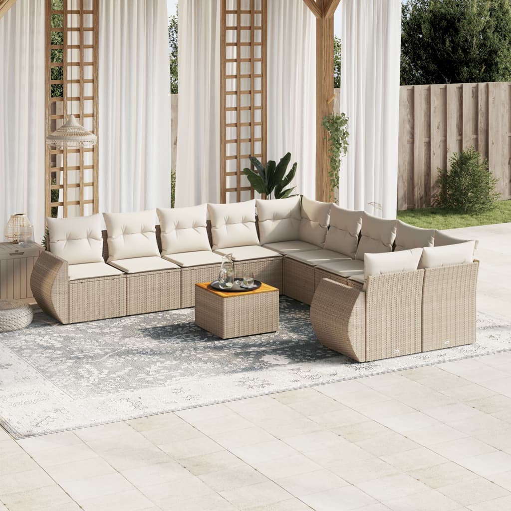 vidaXL Set canapele de grădină cu perne, 11 piese, bej, poliratan vidaXL Set canapele de grădină cu perne, 11 piese, bej, poliratan