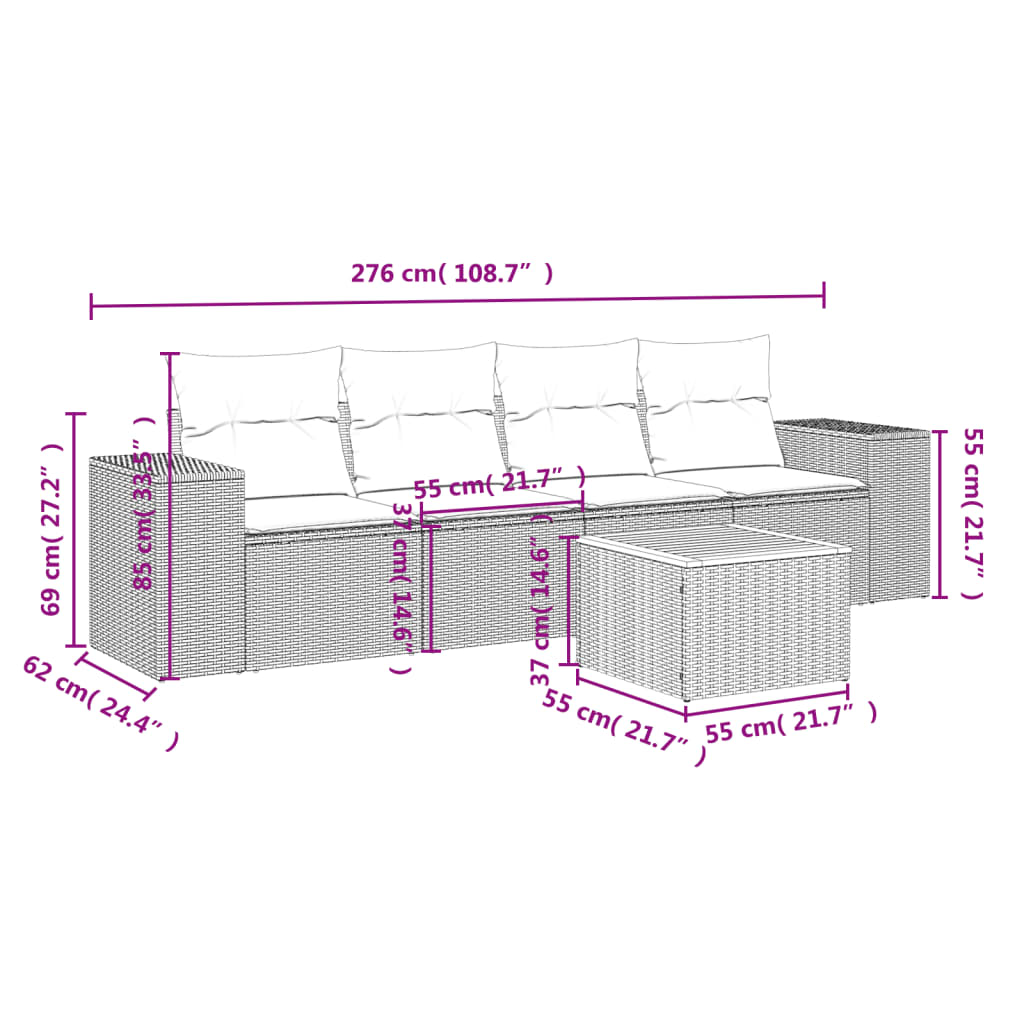 vidaXL Set canapele de grădină cu perne, 5 piese, bej, poliratan vidaXL Set canapele de grădină cu perne, 5 piese, bej, poliratan