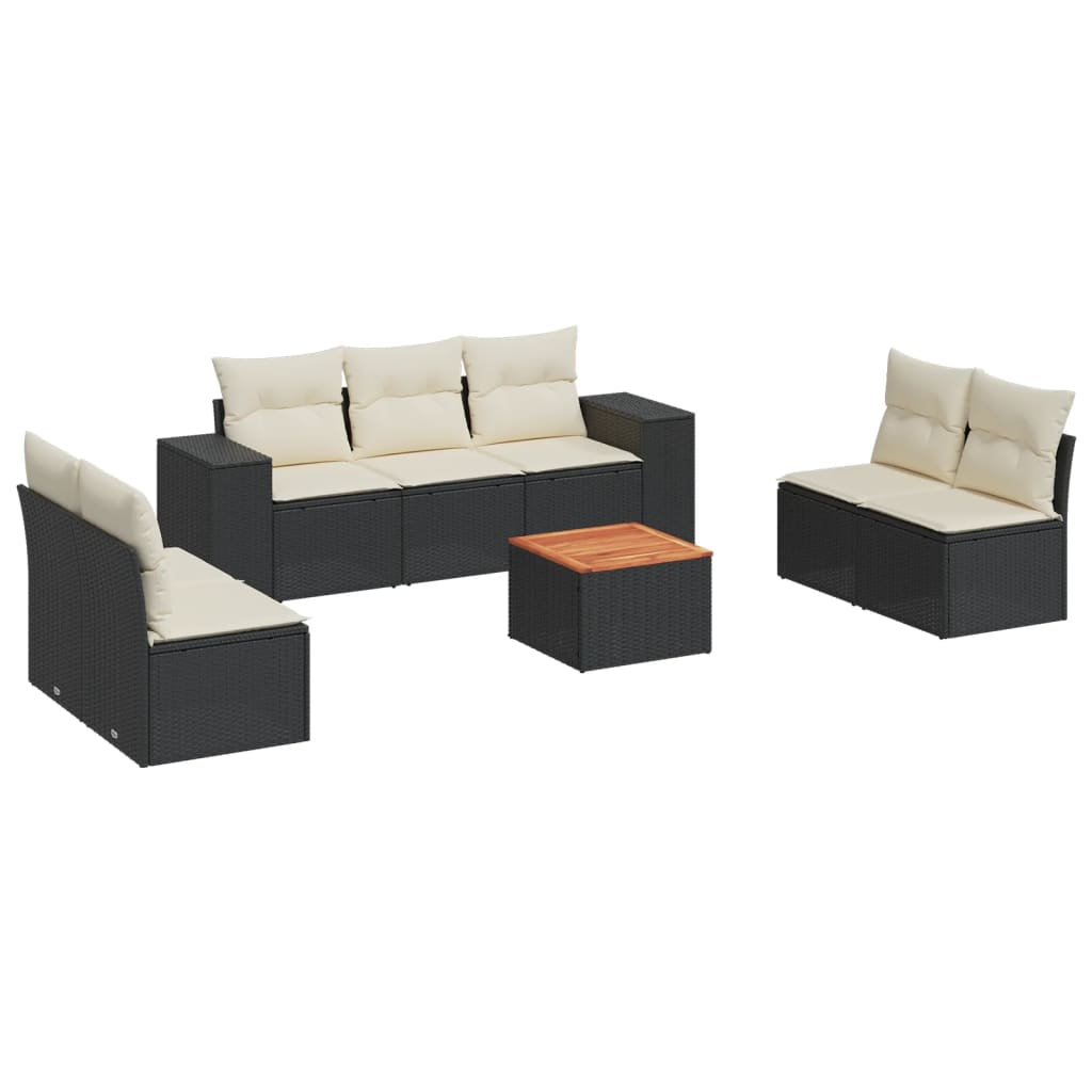 vidaXL Set mobilier de grădină cu perne, 8 piese, negru, poliratan vidaXL Set mobilier de grădină cu perne, 8 piese, negru, poliratan