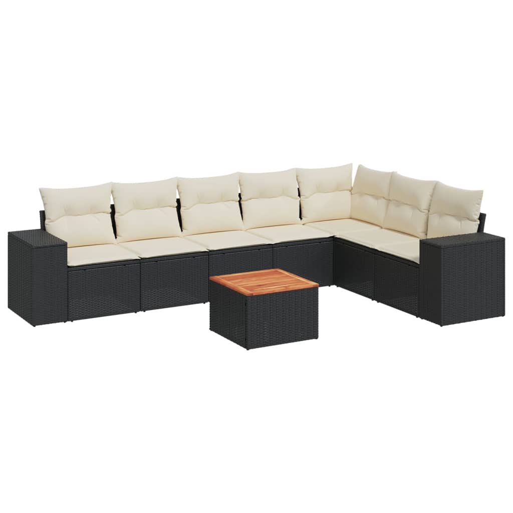 vidaXL Set mobilier de grădină cu perne, 8 piese, negru, poliratan vidaXL Set mobilier de grădină cu perne, 8 piese, negru, poliratan