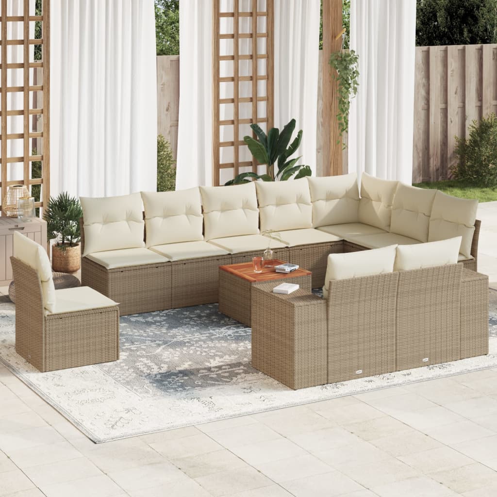 vidaXL Set canapele de grădină cu perne, 11 piese, bej, poliratan vidaXL Set canapele de grădină cu perne, 11 piese, bej, poliratan