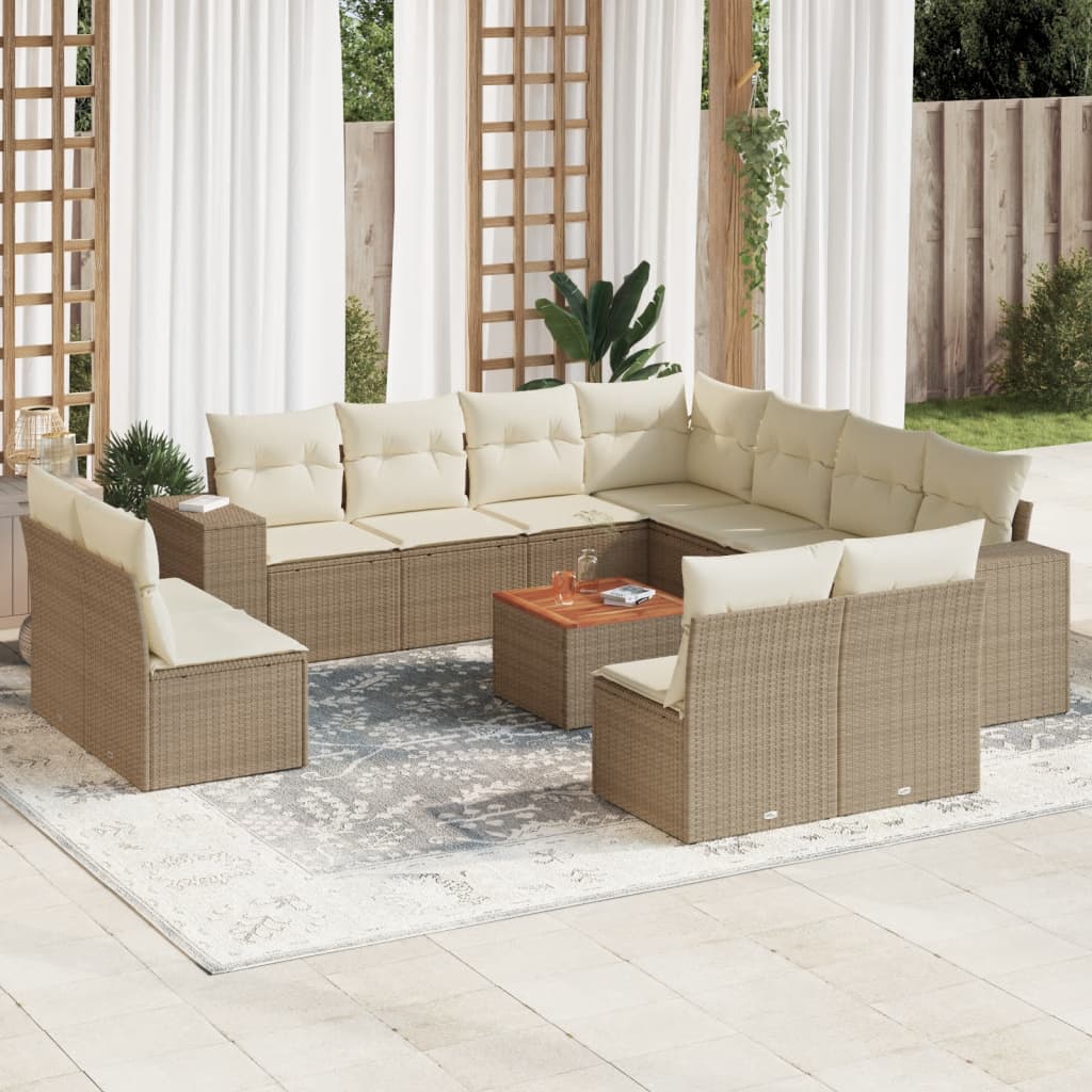 vidaXL Set canapele de grădină cu perne, 12 piese, bej, poliratan vidaXL Set canapele de grădină cu perne, 12 piese, bej, poliratan