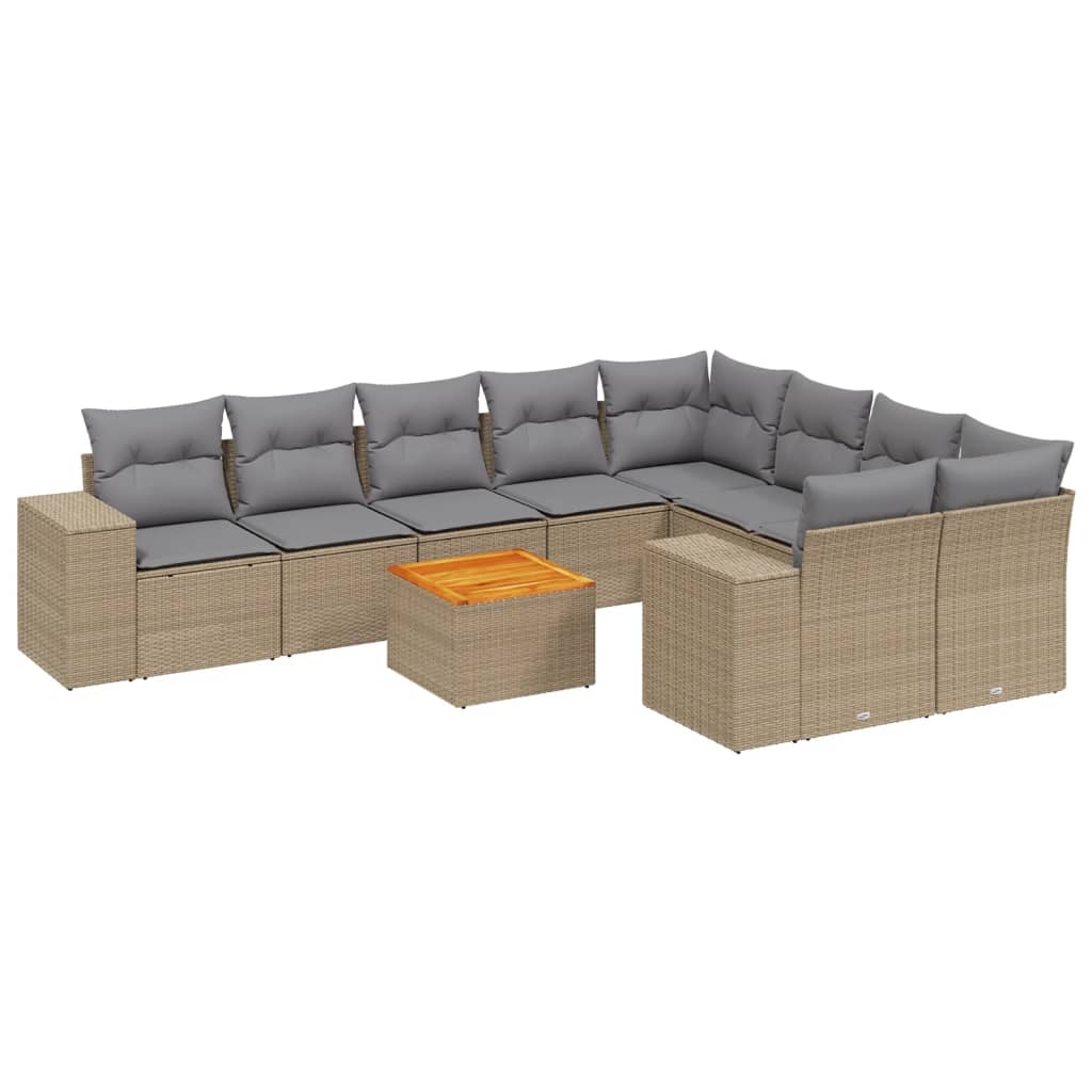 vidaXL Set canapele de grădină cu perne, 10 piese, bej, poliratan