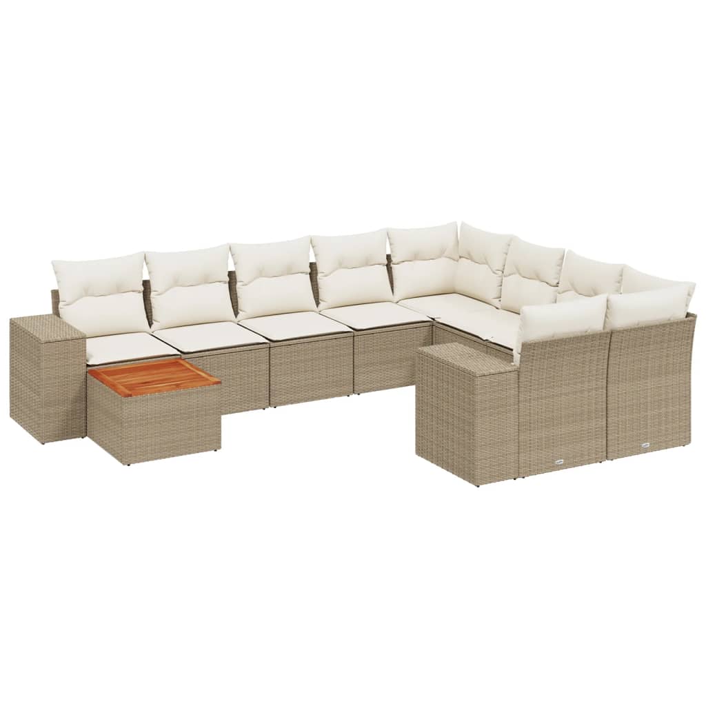 vidaXL Set canapele de grădină cu perne, 10 piese, bej, poliratan