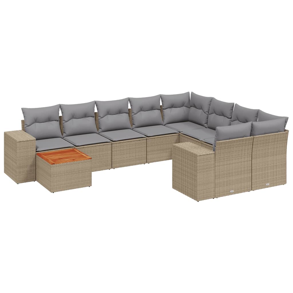 vidaXL Set canapele de grădină cu perne, 10 piese, bej, poliratan