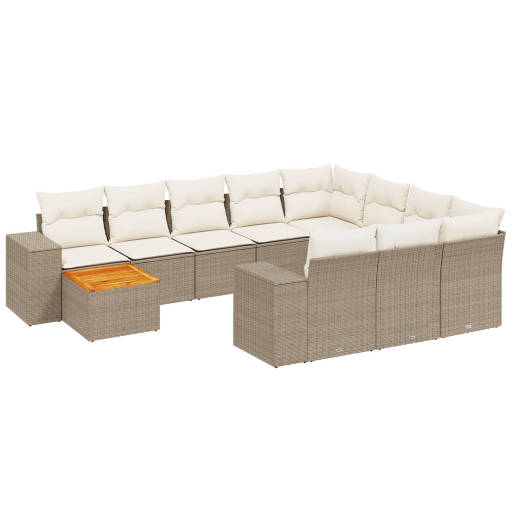 vidaXL Set canapele de grădină cu perne, 11 piese, bej, poliratan