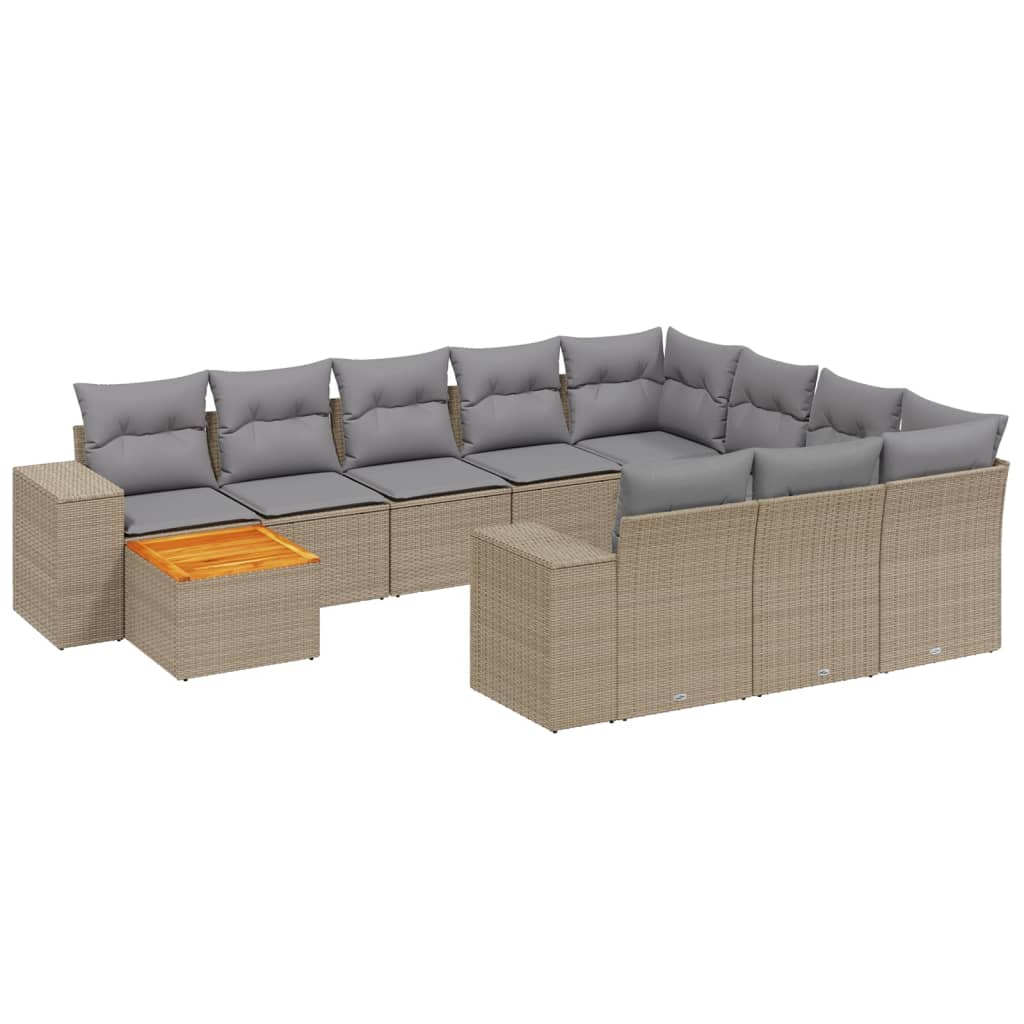 vidaXL Set canapele de grădină cu perne, 11 piese, bej, poliratan