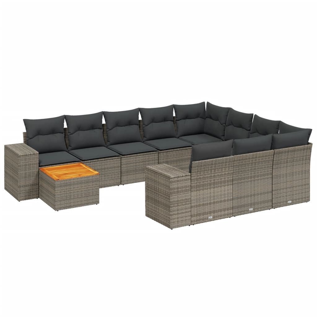 vidaXL Set canapele de grădină cu perne, 11 piese, gri, poliratan