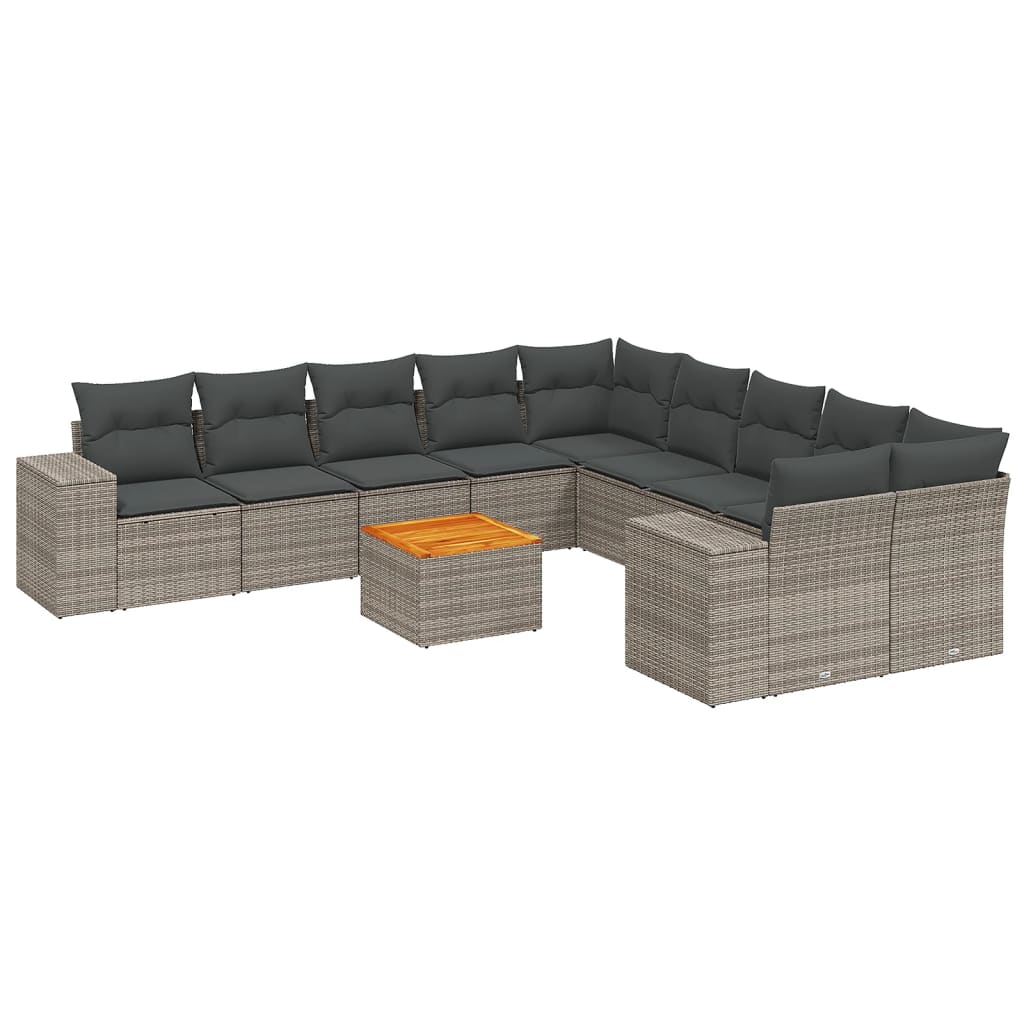 vidaXL Set canapele de grădină cu perne, 11 piese, gri, poliratan vidaXL Set canapele de grădină cu perne, 11 piese, gri, poliratan