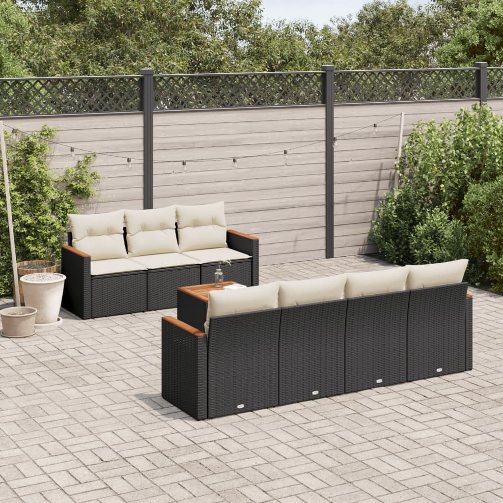 vidaXL Set mobilier de grădină cu perne, 8 piese, negru, poliratan vidaXL Set mobilier de grădină cu perne, 8 piese, negru, poliratan