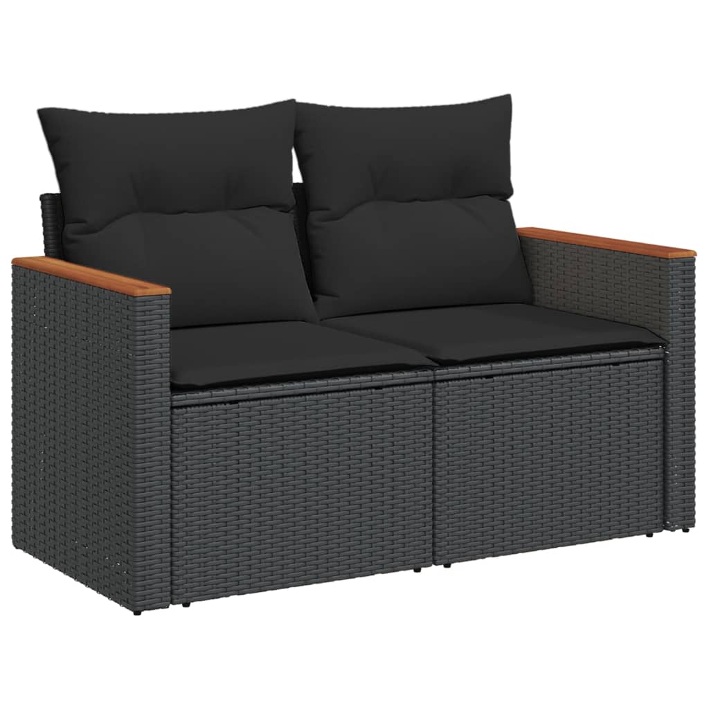 vidaXL Set mobilier de grădină cu perne, 9 piese, negru, poliratan vidaXL Set mobilier de grădină cu perne, 9 piese, negru, poliratan