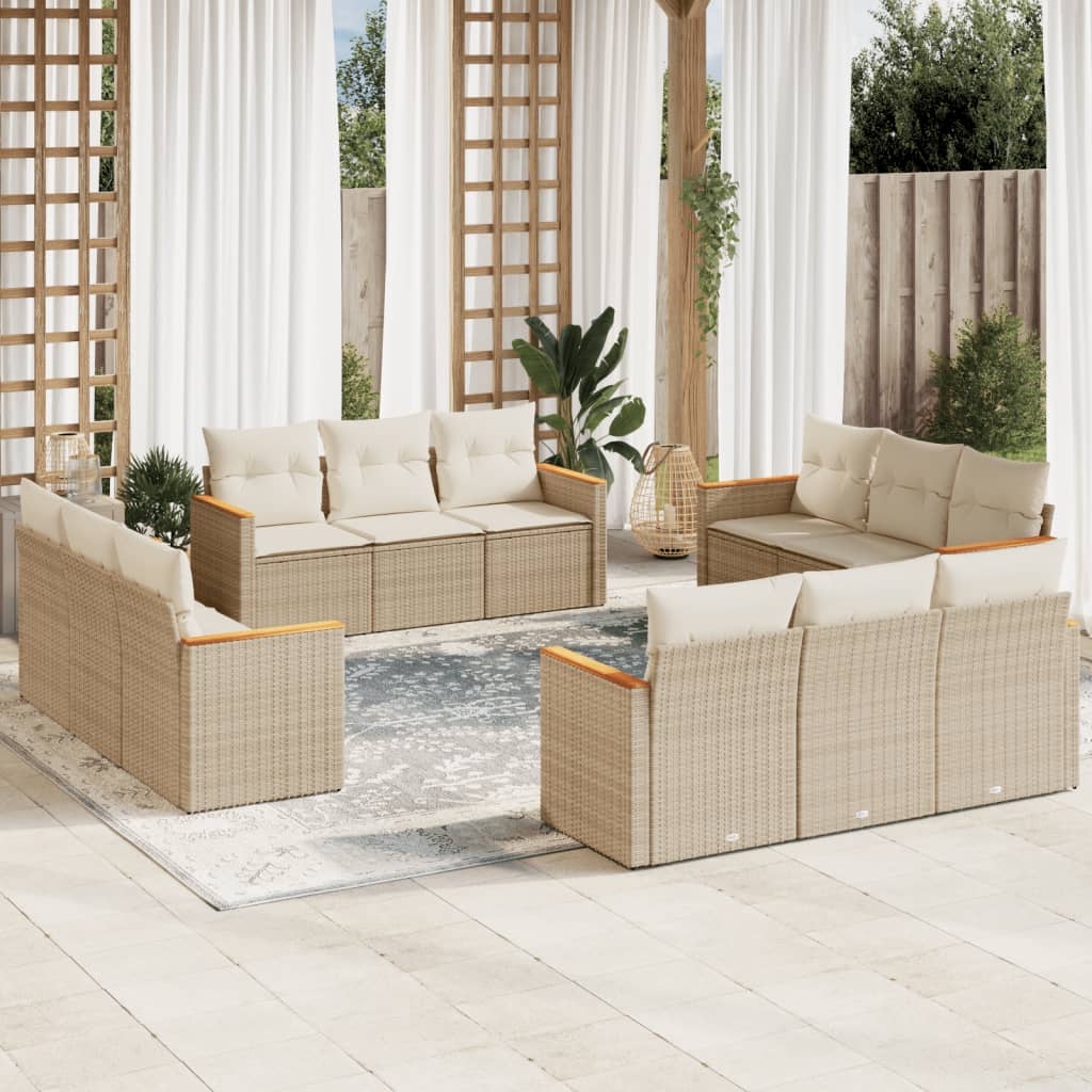 vidaXL Set canapele de grădină cu perne, 12 piese, bej, poliratan vidaXL Set canapele de grădină cu perne, 12 piese, bej, poliratan