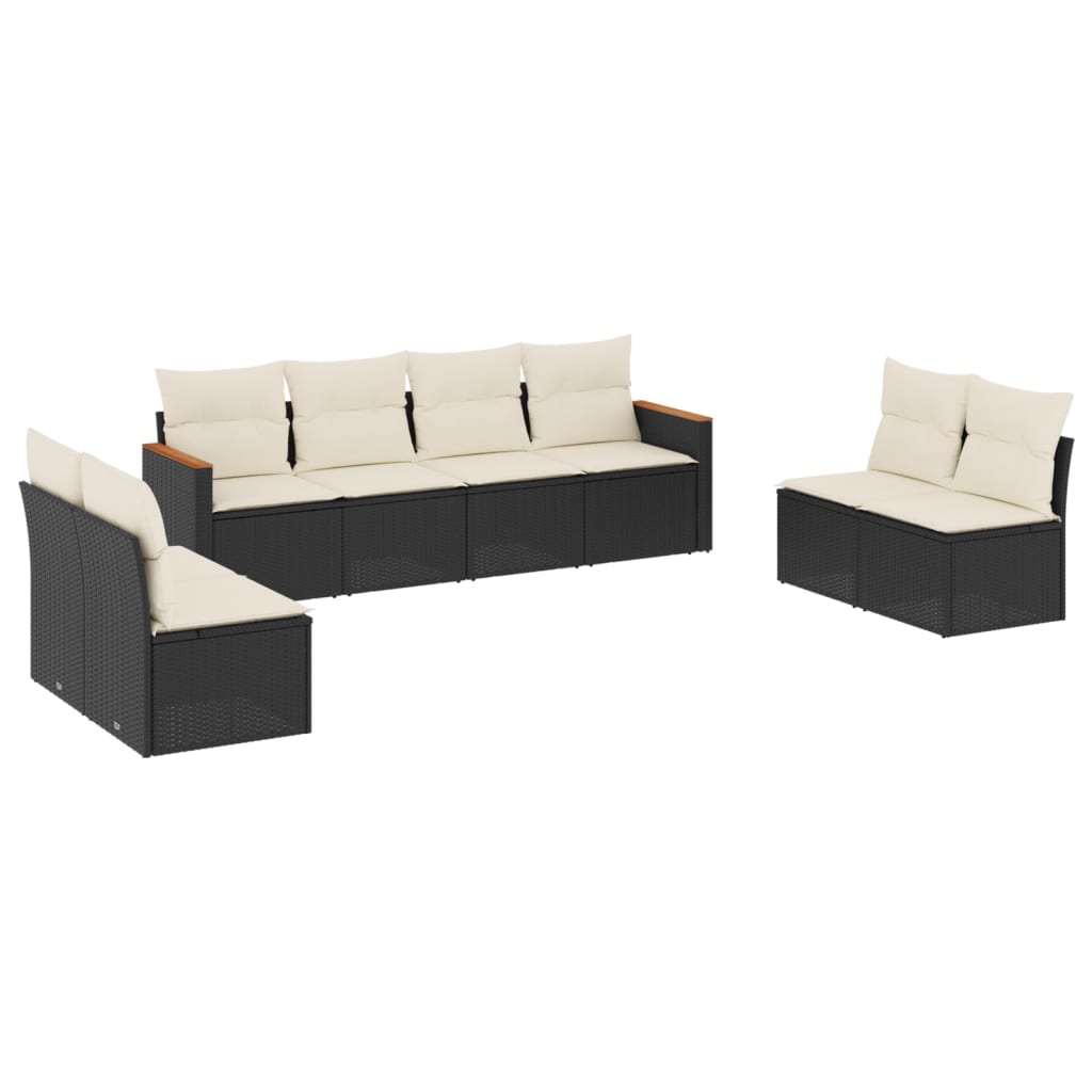 vidaXL Set mobilier de grădină cu perne, 8 piese, negru, poliratan vidaXL Set mobilier de grădină cu perne, 8 piese, negru, poliratan