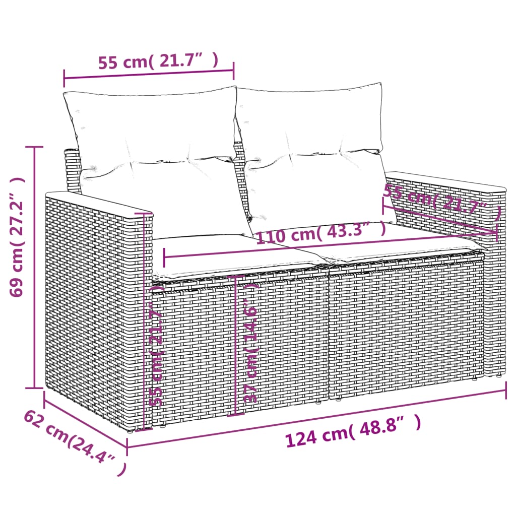 vidaXL Set mobilier de grădină cu perne, 8 piese, negru, poliratan vidaXL Set mobilier de grădină cu perne, 8 piese, negru, poliratan