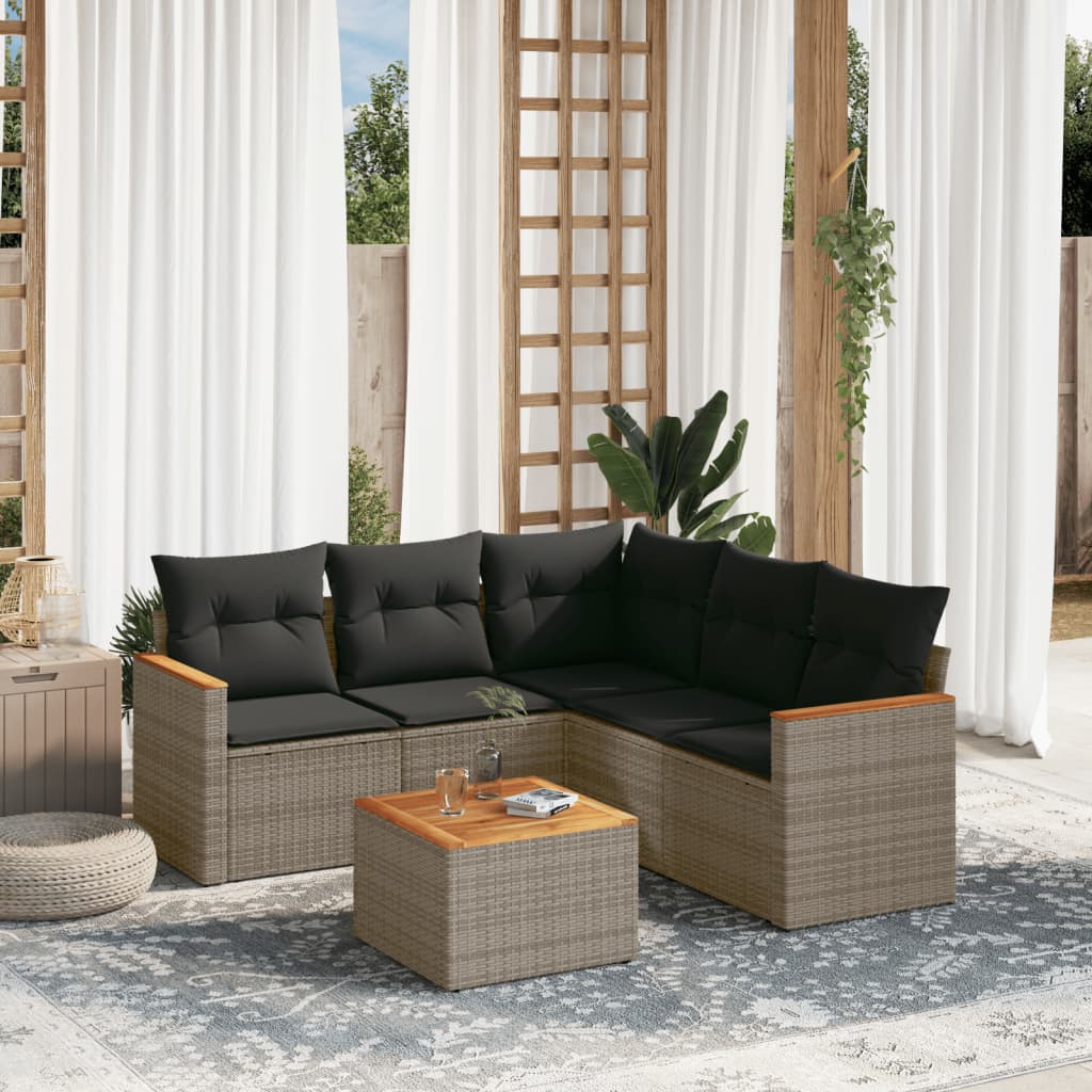 vidaXL Set mobilier grădină cu perne, 6 piese, gri, poliratan vidaXL Set mobilier grădină cu perne, 6 piese, gri, poliratan