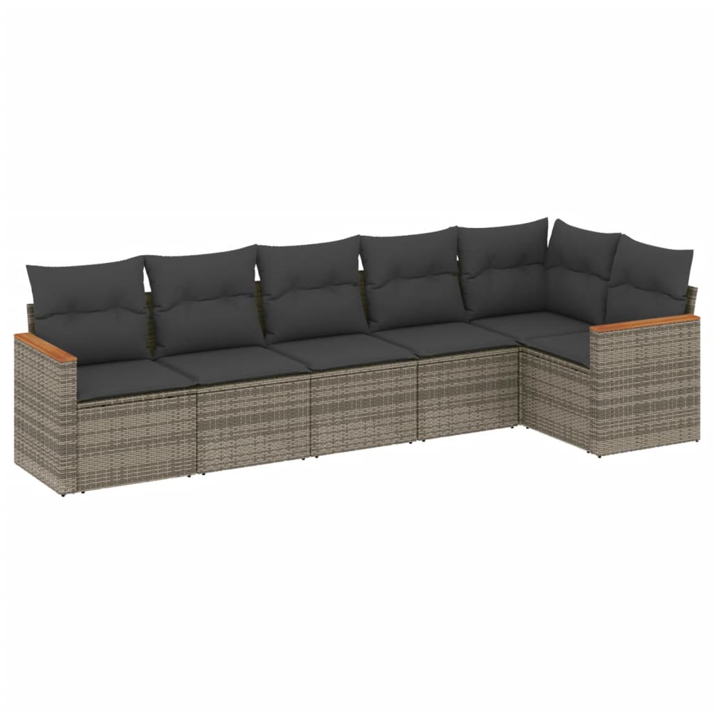 vidaXL Set mobilier grădină cu perne, 6 piese, gri, poliratan