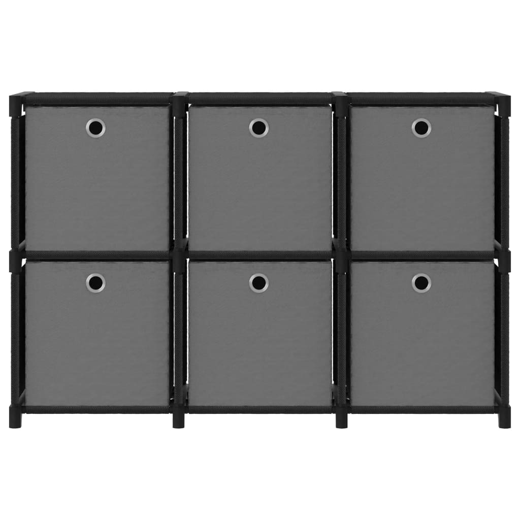 vidaXL Raft expunere, 6 cuburi + cutii, negru, 103x30x72,5 cm, textil vidaXL Raft expunere, 6 cuburi + cutii, negru, 103x30x72,5 cm, textil