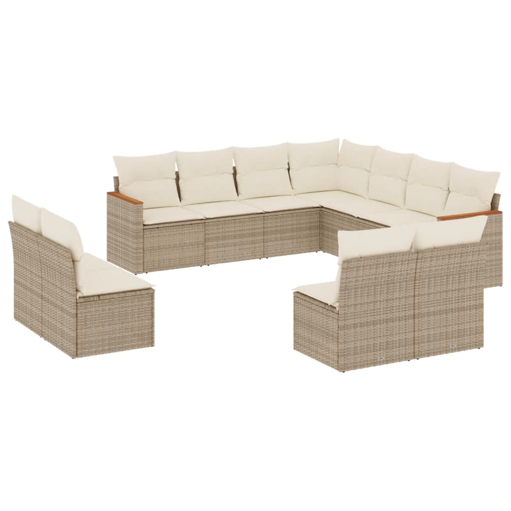 vidaXL Set canapele de grădină cu perne, 11 piese, bej, poliratan vidaXL Set canapele de grădină cu perne, 11 piese, bej, poliratan