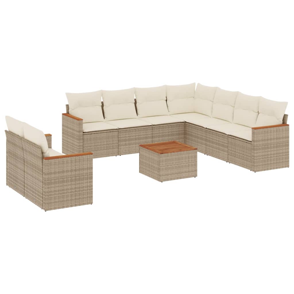 vidaXL Set canapele de grădină cu perne, 10 piese, bej, poliratan