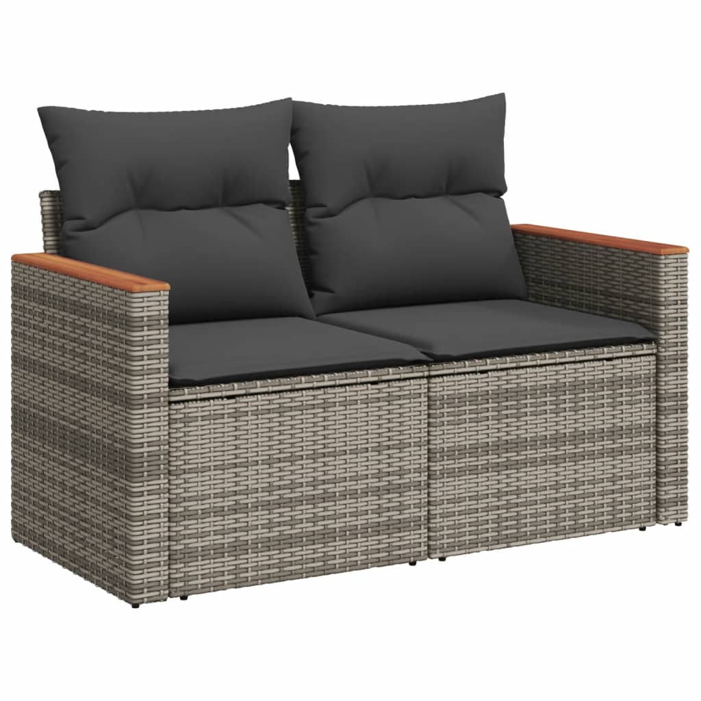 vidaXL Set canapea de grădină cu perne, 12 piese, gri, poliratan vidaXL Set canapea de grădină cu perne, 12 piese, gri, poliratan