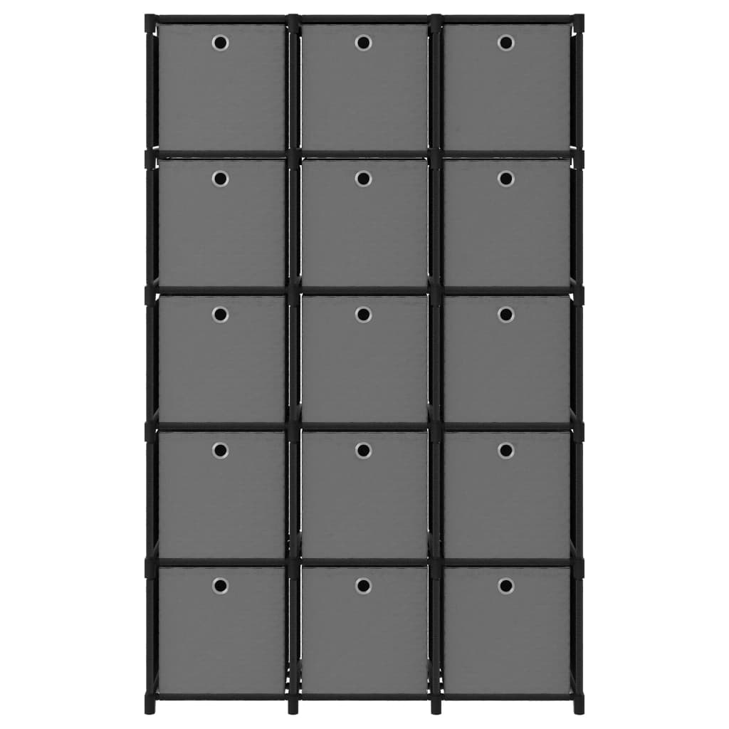 vidaXL Raft expunere 15 cuburi, cutii, negru, 103x30x175,5 cm, textil vidaXL Raft expunere 15 cuburi, cutii, negru, 103x30x175,5 cm, textil