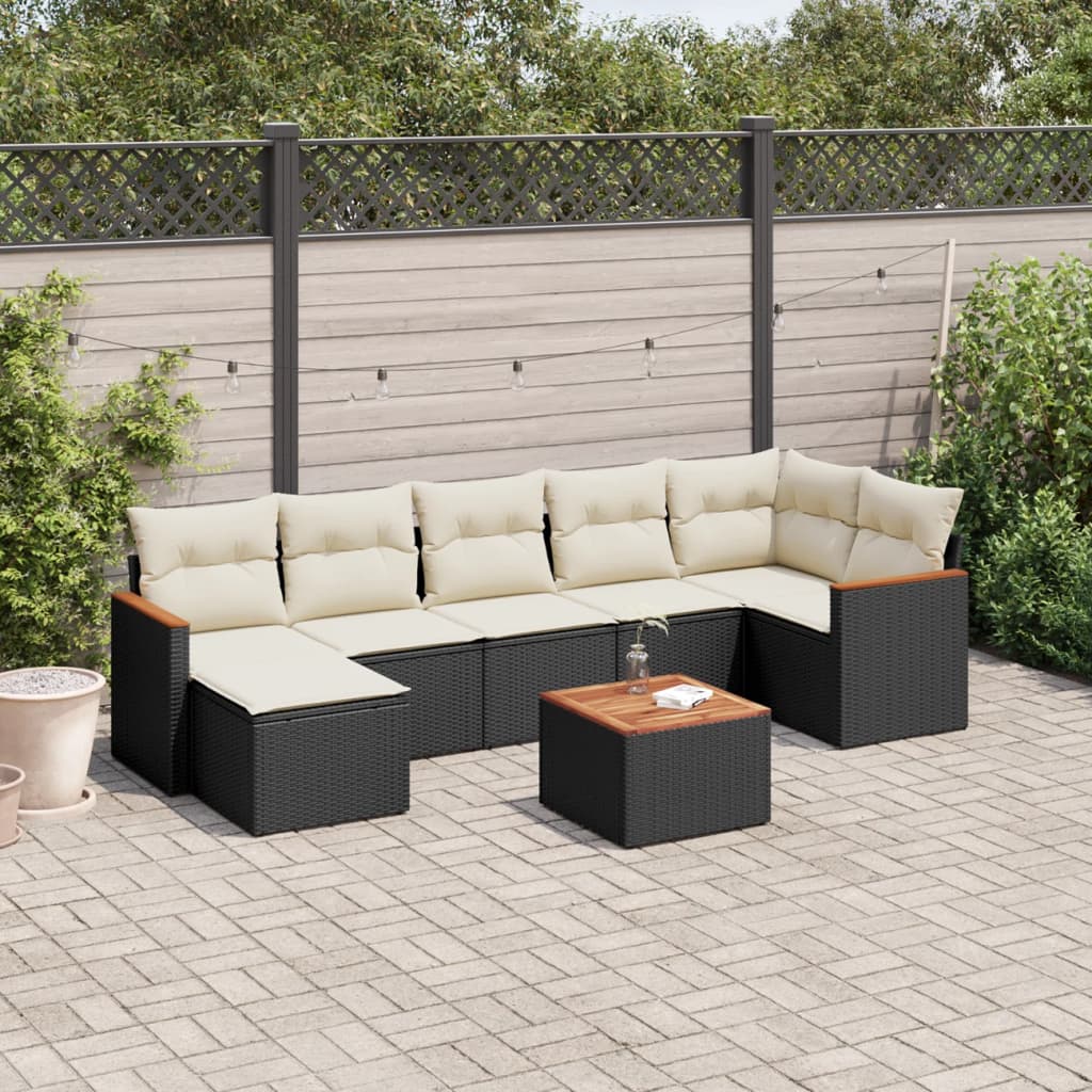 vidaXL Set mobilier de grădină cu perne, 8 piese, negru, poliratan vidaXL Set mobilier de grădină cu perne, 8 piese, negru, poliratan