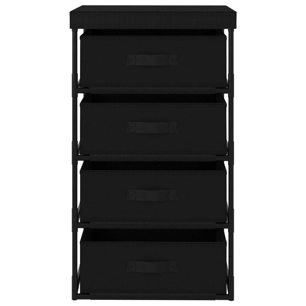 vidaXL Raft de depozitare cu 4 coșuri textile, negru, oțel vidaXL Raft de depozitare cu 4 coșuri textile, negru, oțel